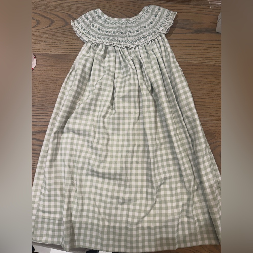 Green smocked dress